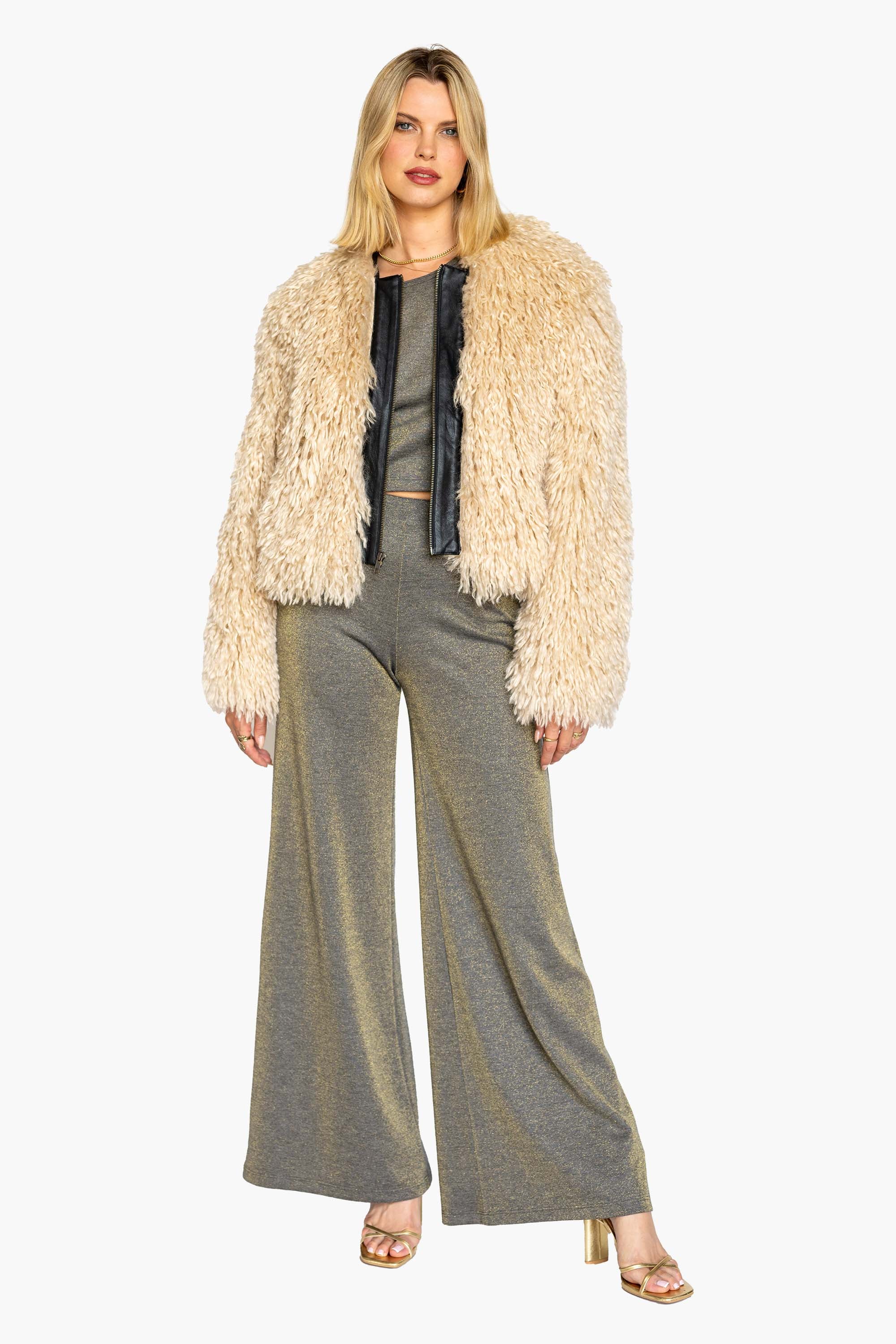 ジャケット・アウター OPEN SESAME CLUB tulle fur blouson Louise Fur Jacket, beige,camel by Lavender Brown