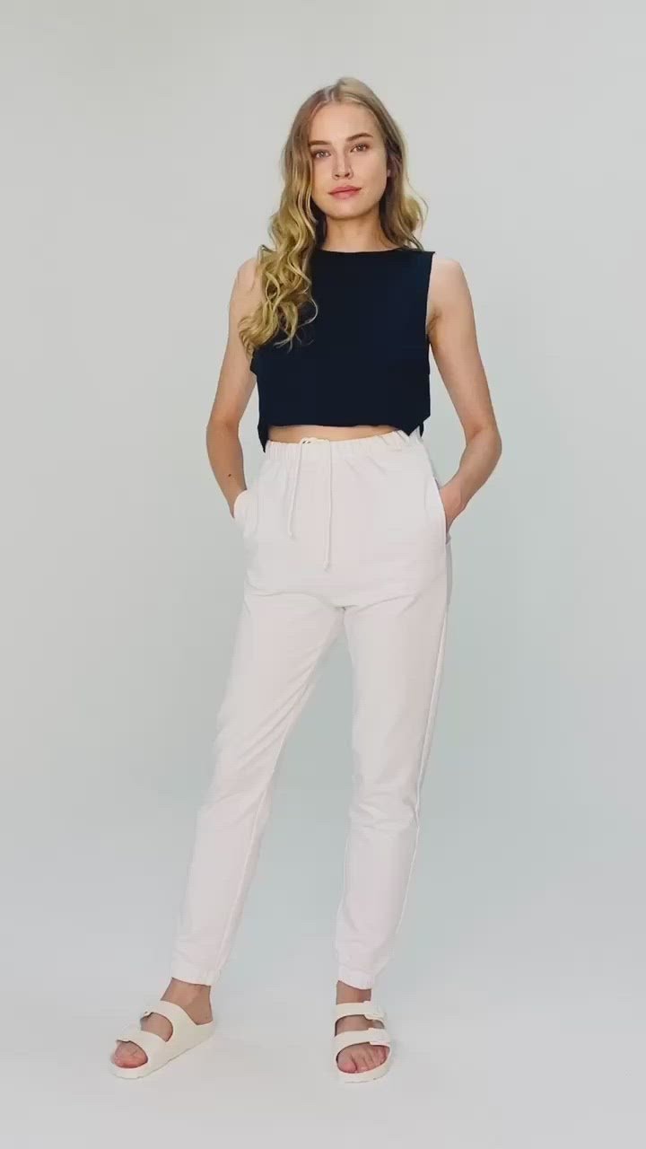 High Waisted Ankle Crop Sweatpant