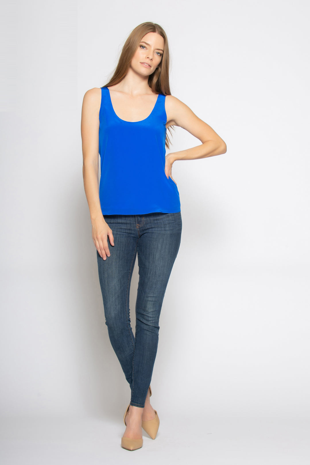 Scoop-Neck Hammered Silk-Cotton Cami