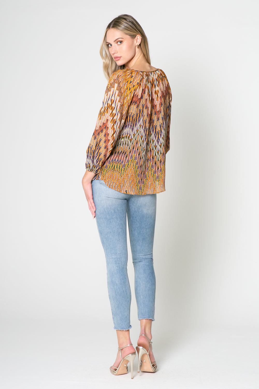 Missoni Printed Long Sleeve Top with Tassels - Lavender Brown