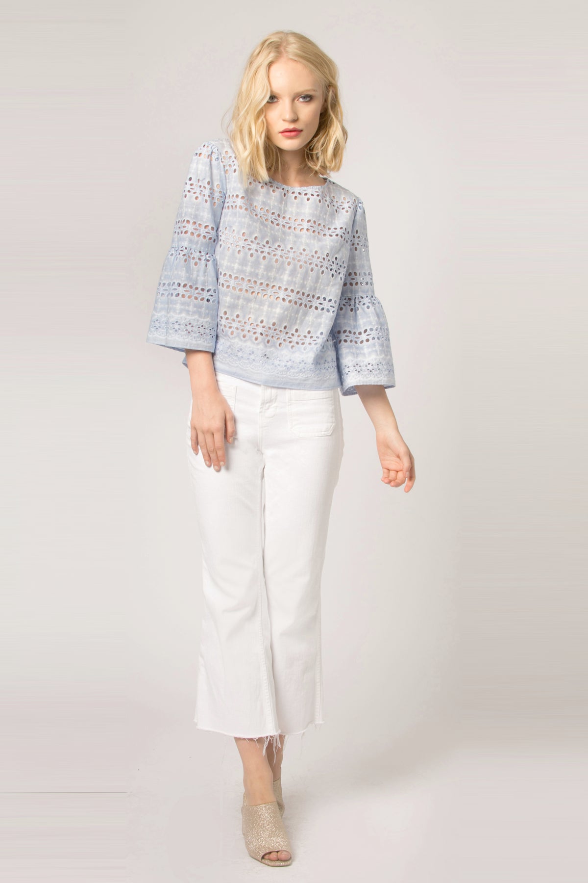 Light Blue Cotton Eyelet Blouse | by Lavender Brown