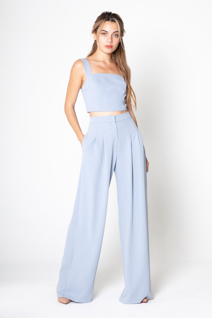 High Waisted Wide Leg Pants - Lavender Brown