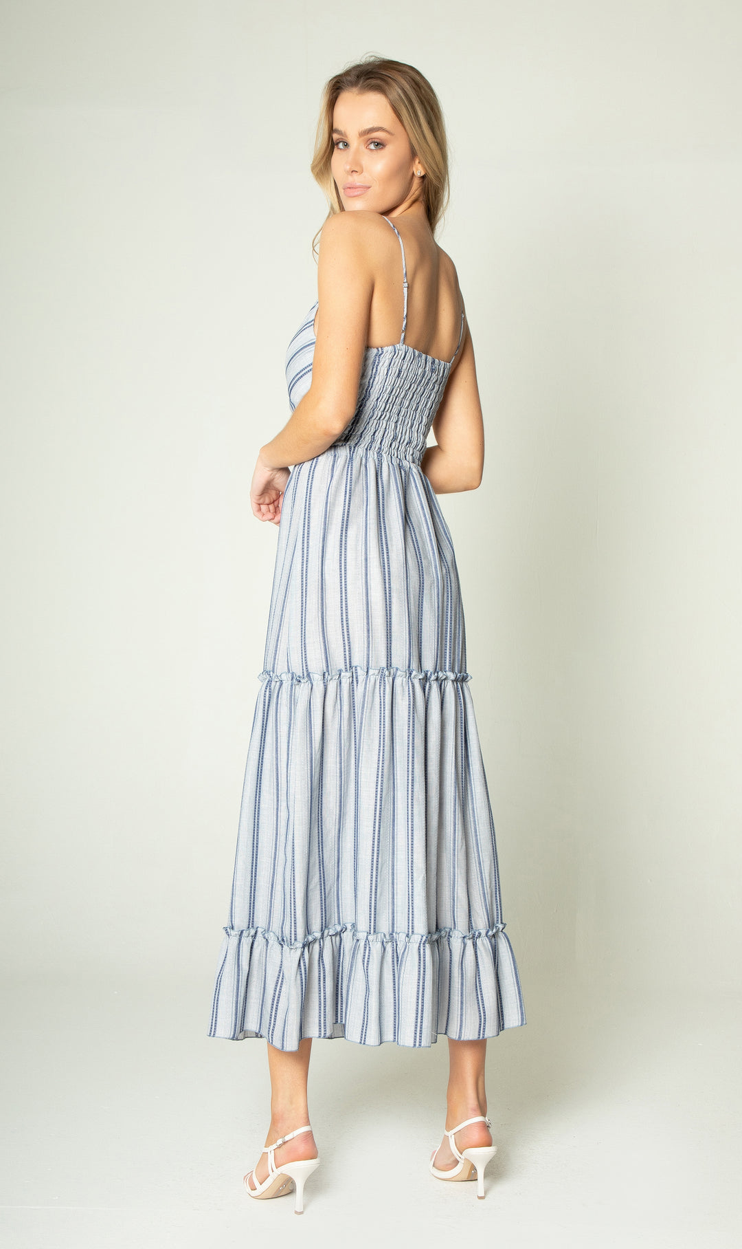 Twist Front Tiered Maxi Dress - Lavender Brown