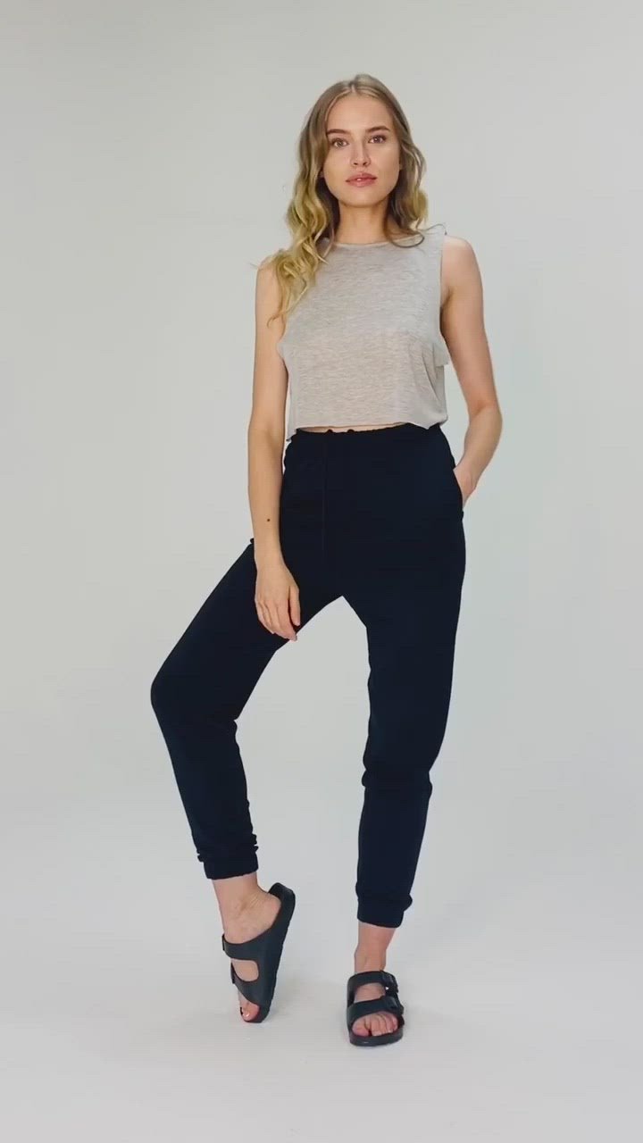 High Waisted Ankle Crop Sweatpant